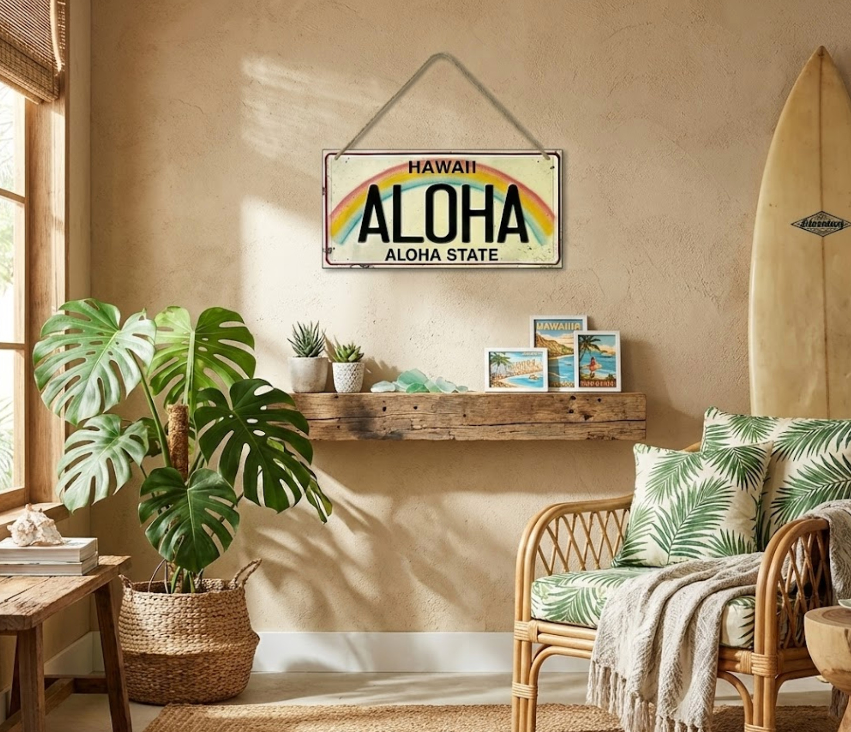 Placa Decorativa Vintage “ALOHA” – Estilo Hawai